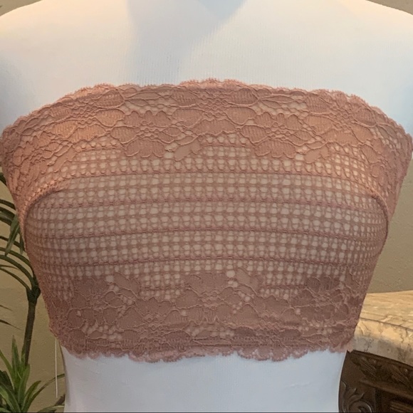 NWT $38 Free People Camilla Bandeau Bralette Small Vintage Rose Lace Strapless - Picture 3 of 13